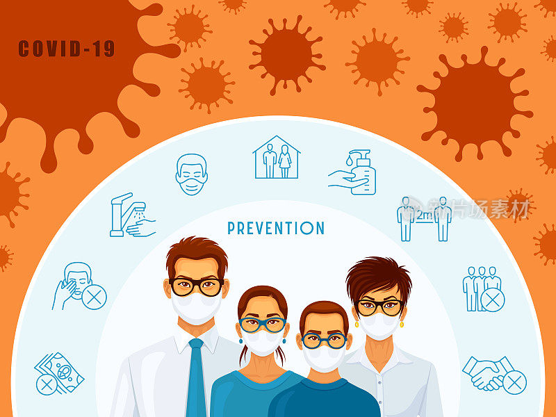 Coronavirus Prevention. Horizontal banner.